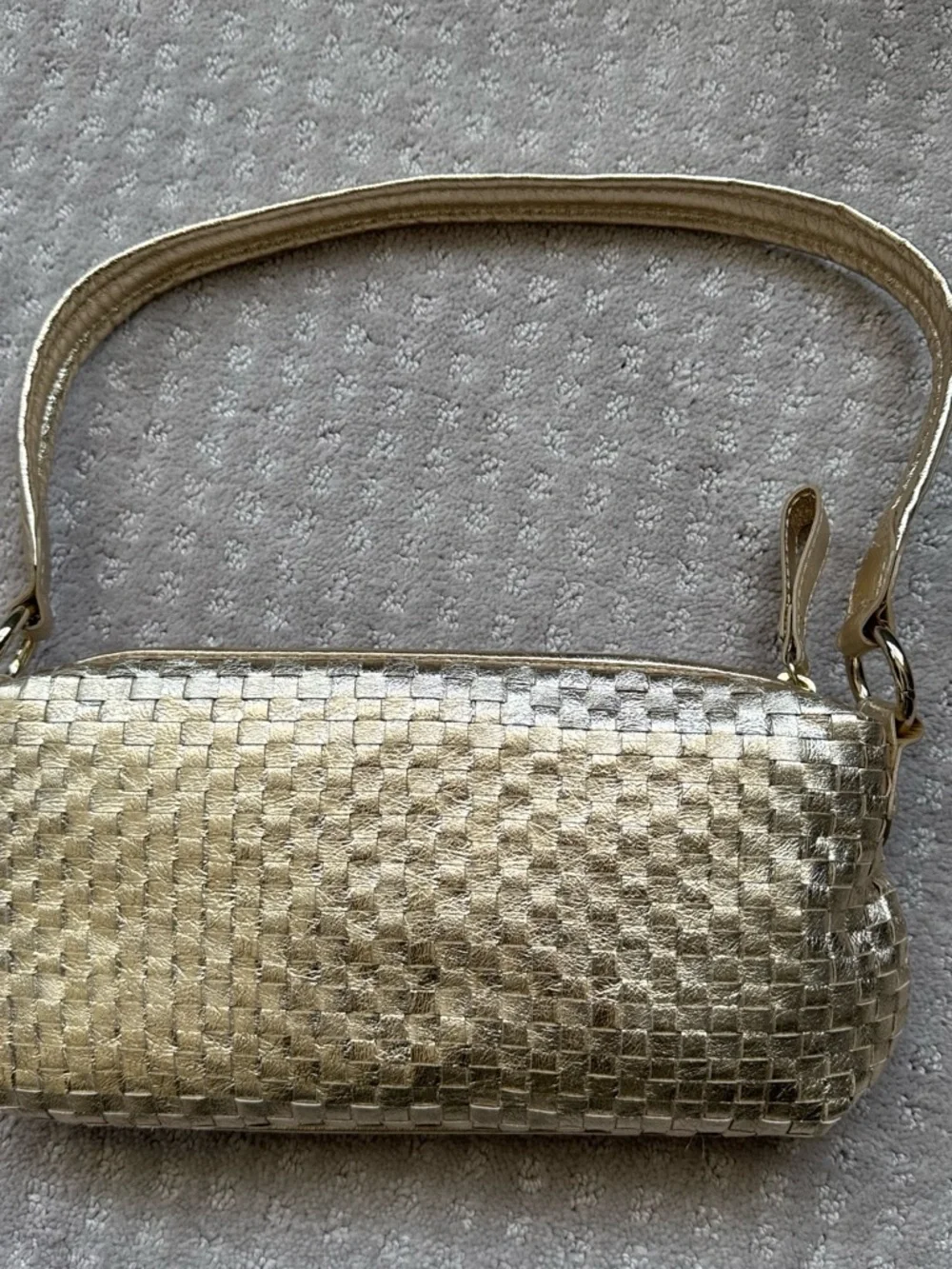 Elliott Lucca Metallic Gold Woven Clutch Shoulder Bag